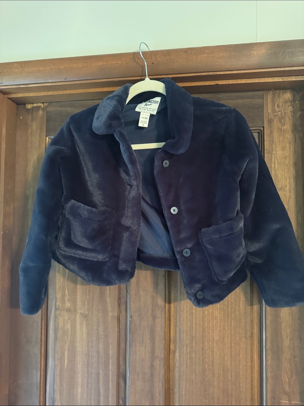 OshKosh B'gosh Navy Faux Fur Cropped Puffer Jacket